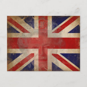 Queen Elizabeth II Silhouette på Dirty U.K. Flagga Vykort