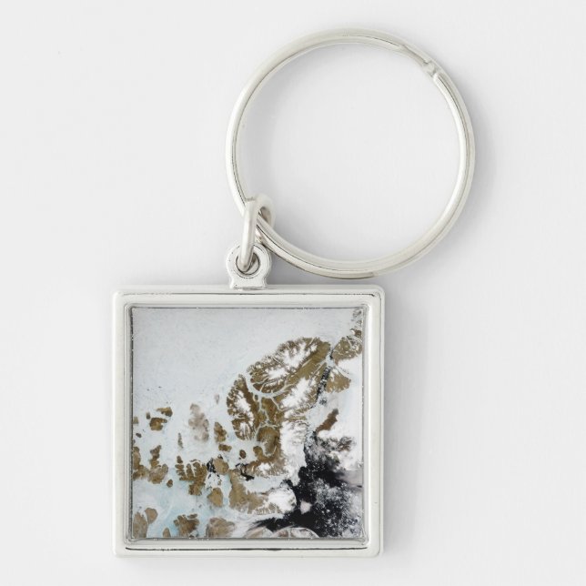 Queen Elizabeth Islands 2 Fyrkantig Silverfärgad Nyckelring (Framsidan)