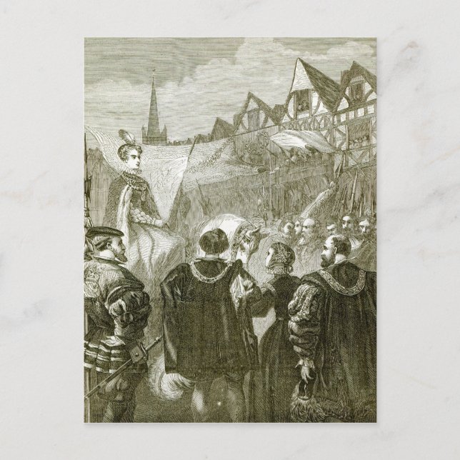 Queen Elizabeth kommer in i London Vykort (Framsida)