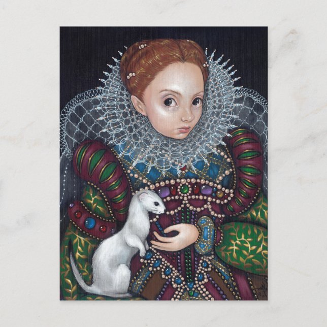 "Queen Elizabeth och an Ermine" vykort (Framsida)