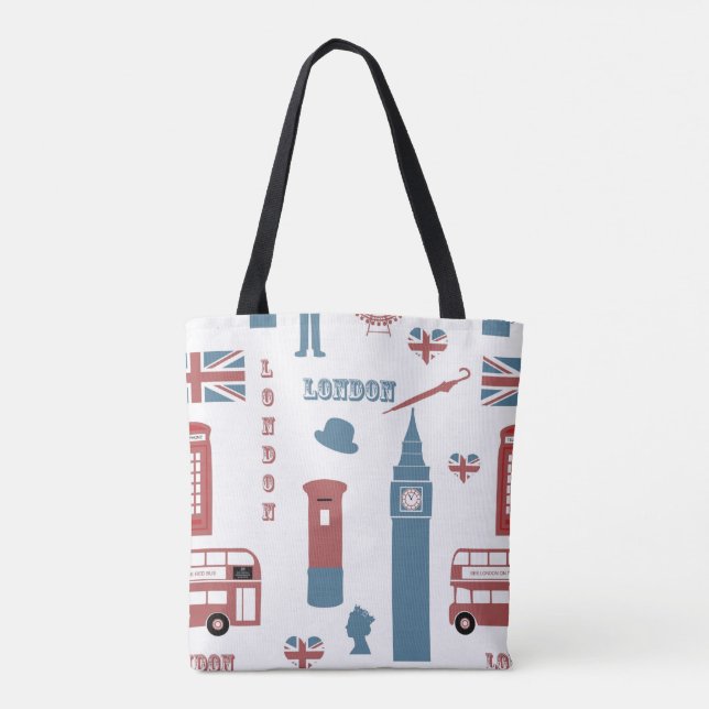 Queen Elizabeth och London Icons Design Tygkasse (Baksida)