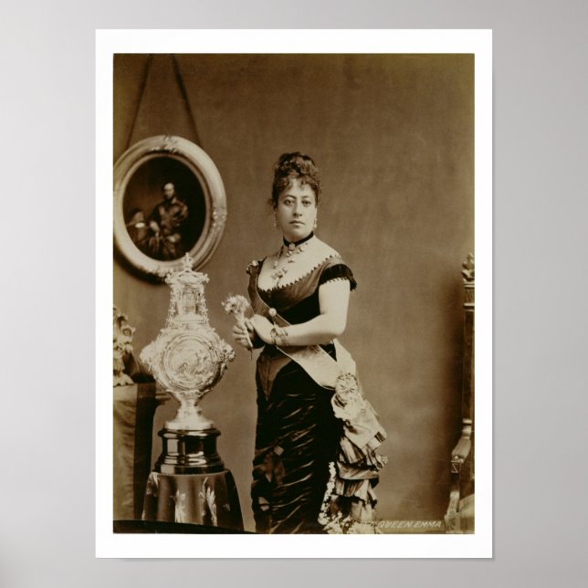 Queen Emma (1836-85) (fotografi av sepia) Poster (Framsidan)
