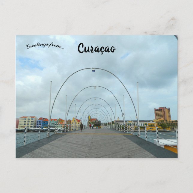 Queen Emma Bridge Willemstad Curaçao Vykort (Framsida)