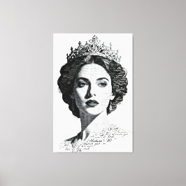 Queen Esther Calligraphy Portrait - Vintage Script Canvastryck