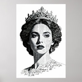 Queen Esther Calligraphy Portrait - Vintage Script Poster