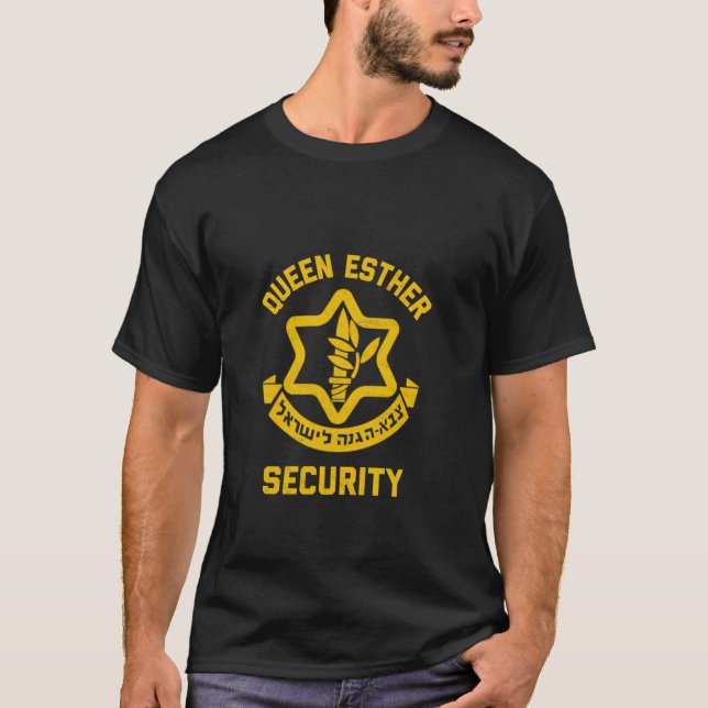 Queen Esther Security Funny Purim Costume Idf Tzah T Shirt (Framsida)