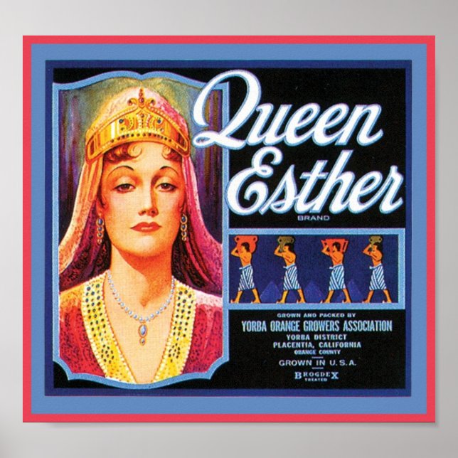 Queen Esther Vintage Låda-etikett Poster (Framsidan)