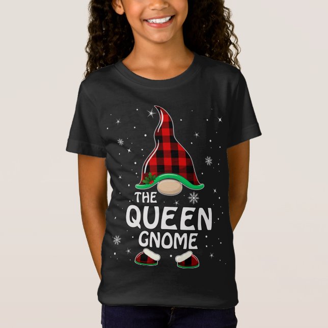 Queen Gnome Buffalo Play Matching Family Christma T Shirt (Framsida)