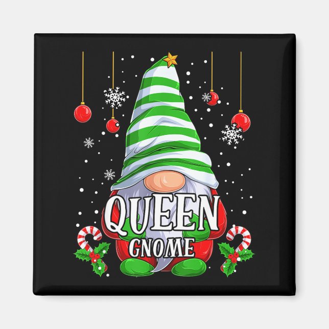 Queen Gnome Christmas Pajamas Matching Family Grou Magnet (Framsidan)