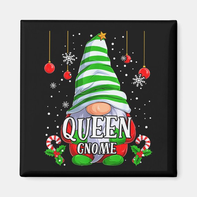 Queen Gnome Christmas Pajamas Matching Family Grou Magnet (Framsidan)