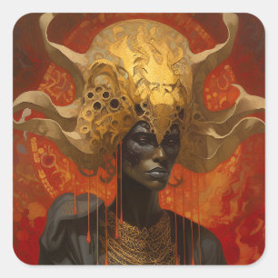 Queen Goddess Fantasy Art Fyrkantigt Klistermärke