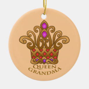 Queen Grandma anpassningsbar Julgransprydnad Keramik