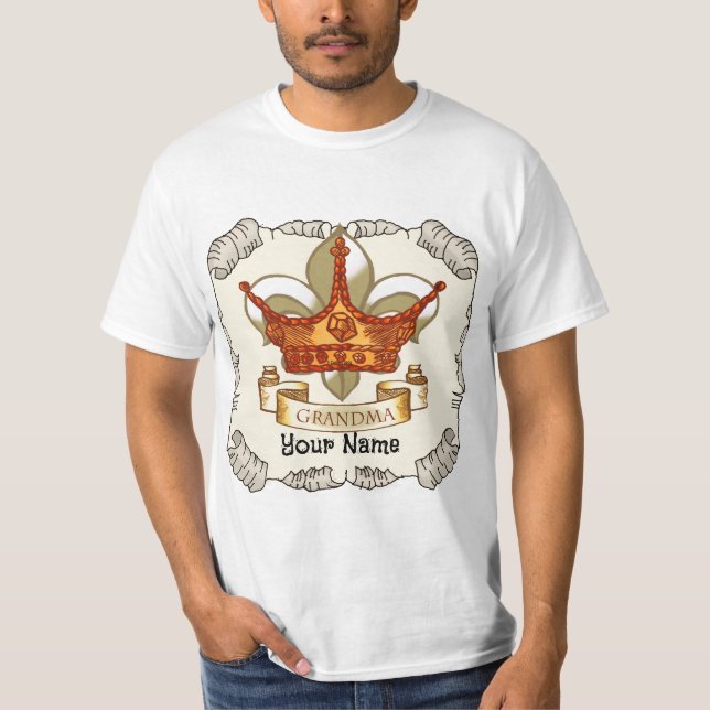 Queen Grandma Krona anpassningsbar T Shirt (Framsida)