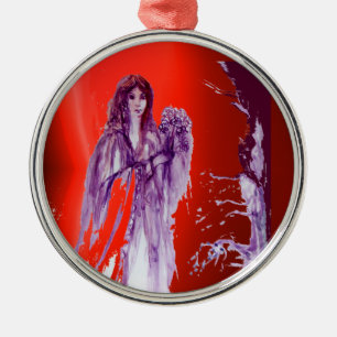 QUEEN GUINEVERE,KUNG ARTHUR LEGEND Lila Red Julgransprydnad Metall
