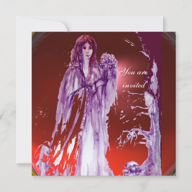 QUEEN GUINEVERE Red Lila Fantasy Inbjudningar (Framsida)