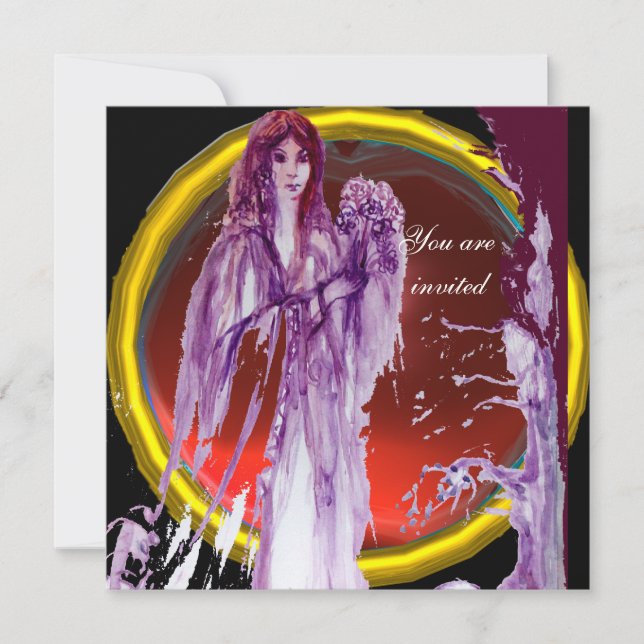 QUEEN GUINEVERE Red Lila Fantasy Inbjudningar (Framsida)