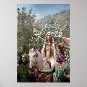 Queen Guineveres Mouting av John Collier Poster
