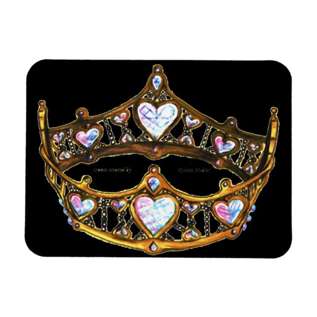 Queen Hearts Guld Krona Tiara Black magnet (Horisontell)