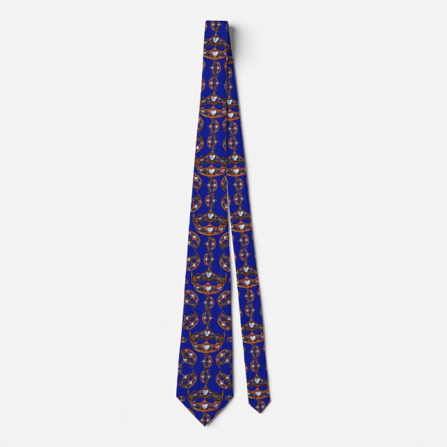 Queen Hearts Guld Krona Tiara mönster blue tie Slips (Framsida)
