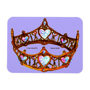 Queen Hearts Guld Krona Tiara Periwinkle magnet