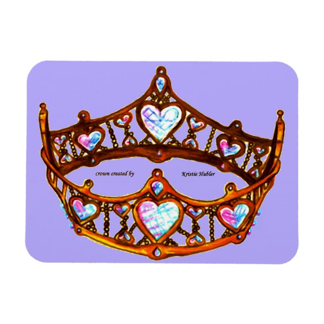 Queen Hearts Guld Krona Tiara Periwinkle magnet (Horisontell)