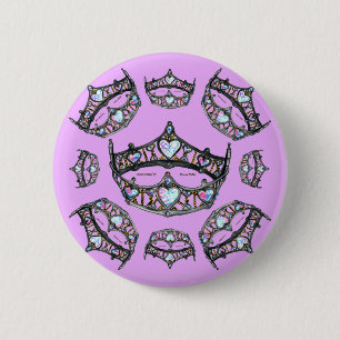Queen Hearts Guld Krona Tiaras Blek Rosa Lilac Knapp