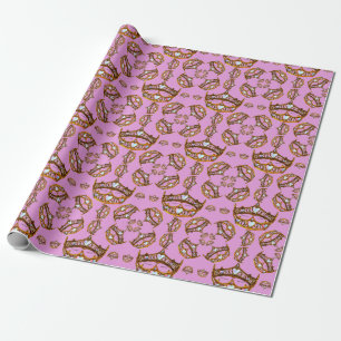 Queen Hearts Guld Krona Tiaras rosa lilac-gåva Presentpapper