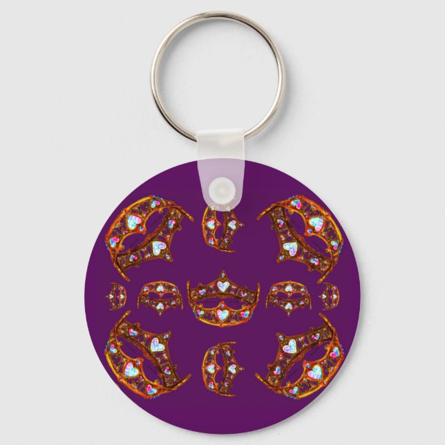 Queen Hearts Guld Krona Tiaras royal lila Nyckelring (Framsida)