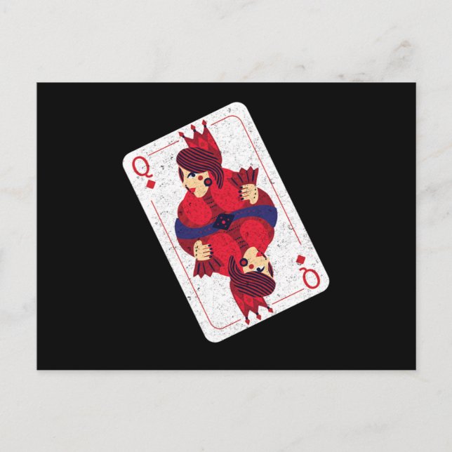 Queen Hearts Playing Cards Casino Poker Game Gift Vykort (Framsida)