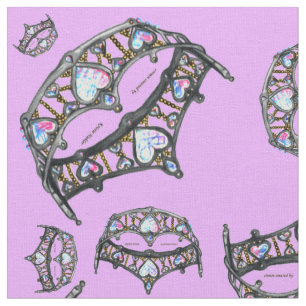 Queen Hearts Silver Krona Tiara mönster rosa lilac Tyg