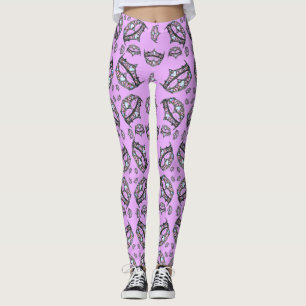 Queen Hearts Silver Krona Tiara rosa lilac legging