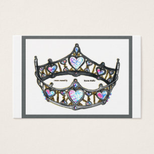 Queen Hearts Silver Krona Tiara vit Visitkort