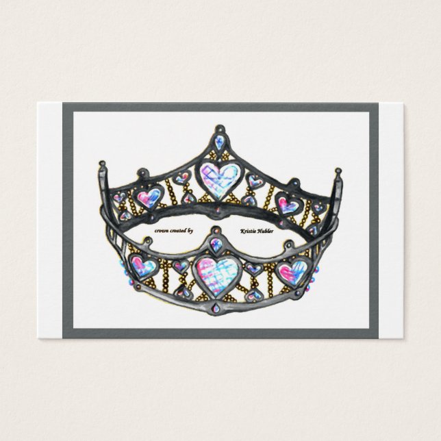 Queen Hearts Silver Krona Tiara vit Visitkort (Framsida)