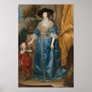 Queen Henrietta Maria med Herr Jeffrey Hudson Poster