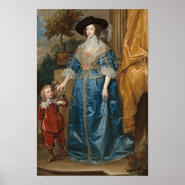 Queen Henrietta Maria med Herr Jeffrey Hudson Poster (Framsidan)