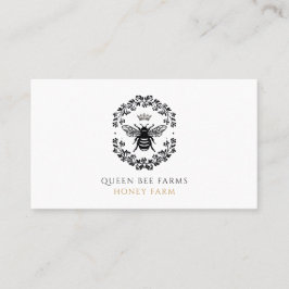 Queen Honhoney Bee Krona Black White Guld Apiary Visitkort