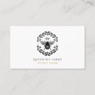Queen Honhoney Bee Krona Black White Guld Apiary Visitkort
