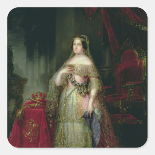 Queen Isabella II av Spanien Fyrkantigt Klistermärke