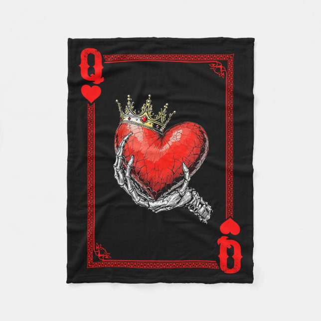 Queen King Of Hearts spelkort Matchande par Fleecefilt (Framsidan)