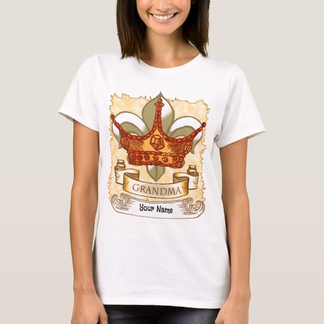 Queen Krona Banner Grandma T Shirt (Framsida)