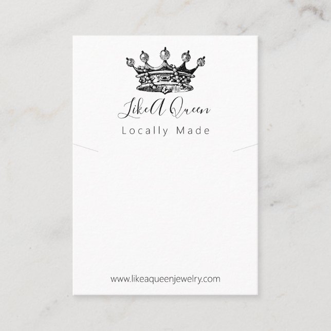 Queen Krona Handmade Jewelry Necklace Pendant Visitkort (Framsida)