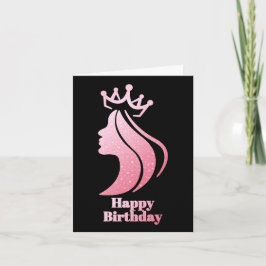 Queen Krona Rosa Glitter Black Grattis på födelsed Kort