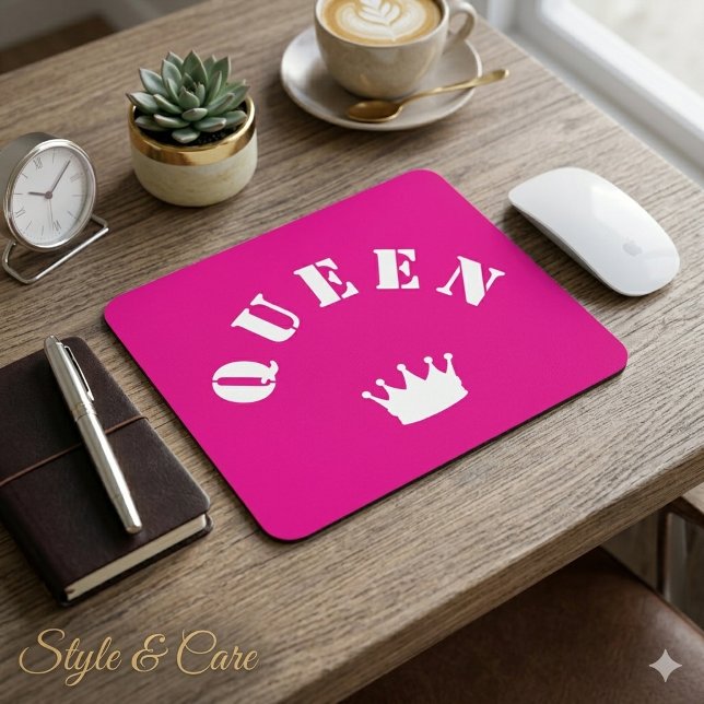 QUEEN Kronans skript Grafisk Modern Royal Utseende Musmatta (QUEEN Crown Script Graphic Modern Royal Look Mouse Pad)