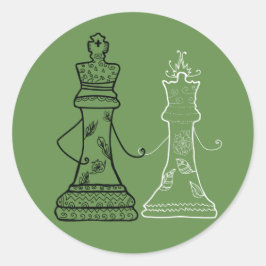Queen & Kung Kärlek Chess Sticker Runt Klistermärke