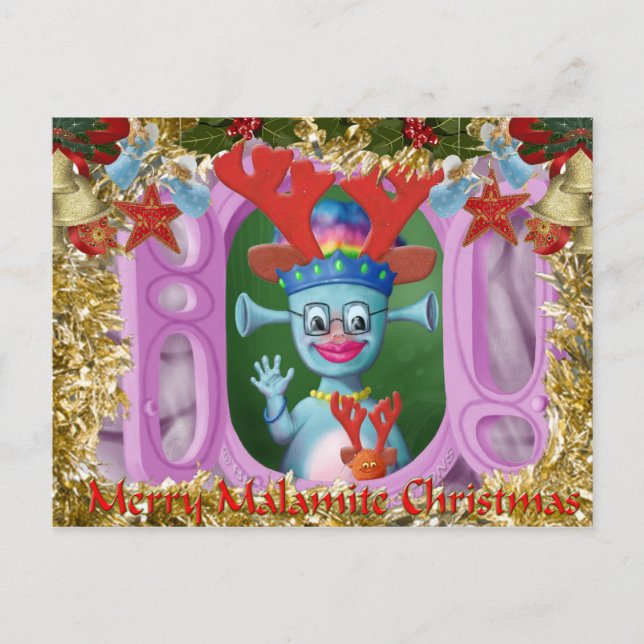 Queen Mabel & Cedric. God jul! Helg Vykort (Framsida)