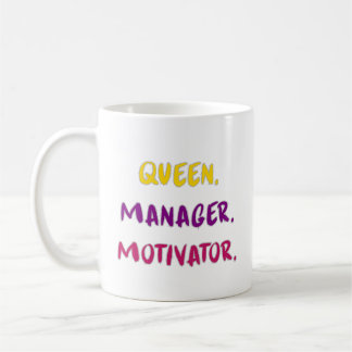 Queen Manager Motivator Brush Script Typography Kaffemugg