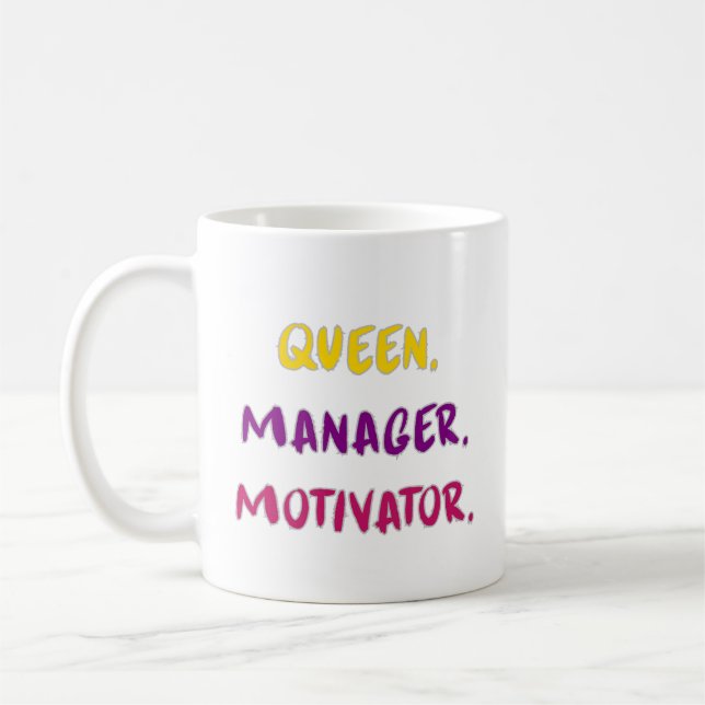 Queen Manager Motivator Brush Script Typography Kaffemugg (Vänster)