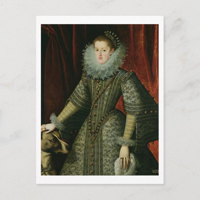 Queen Margarita av Österrike, 1609 (olja på canvas Vykort (Framsida)