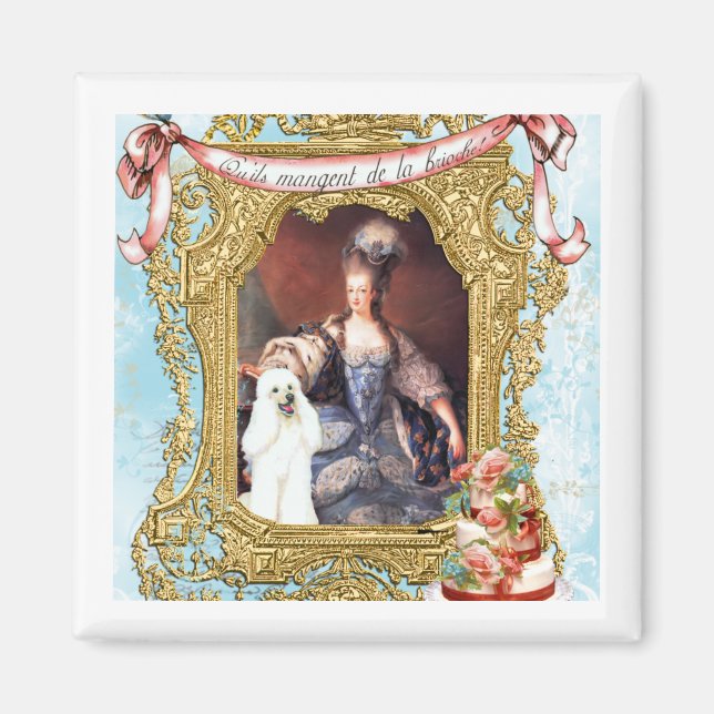 Queen Marie Antoinette White Pudel n Cake Magnet (Framsidan)
