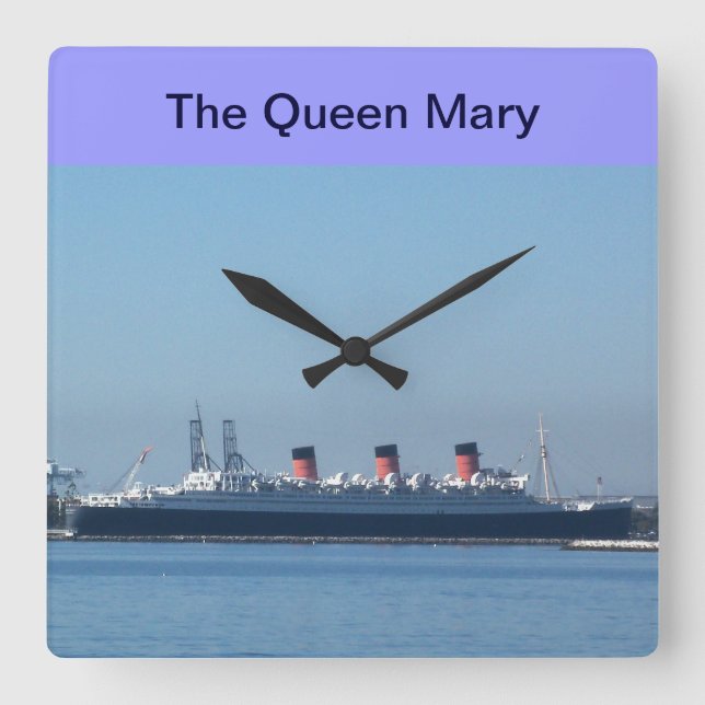 Queen Mary i Long Beach, California Wall Clock Fyrkantig Klocka (Framsida)